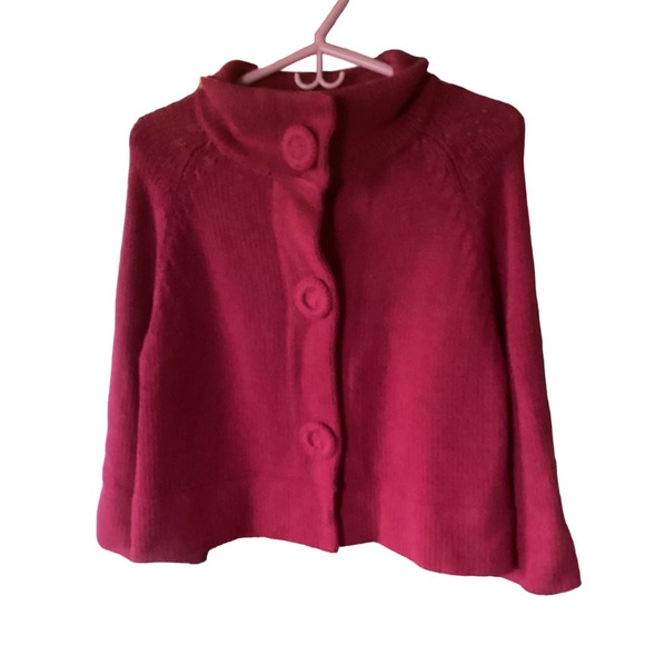 Rafaella Cable Knit Button Cover Snap Up Short Sweater Size L - Picture 3 of 4